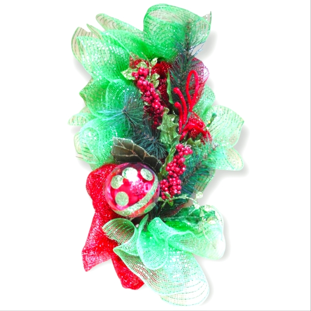 Handmade Deco Mesh Christmas Door Swag Wreath